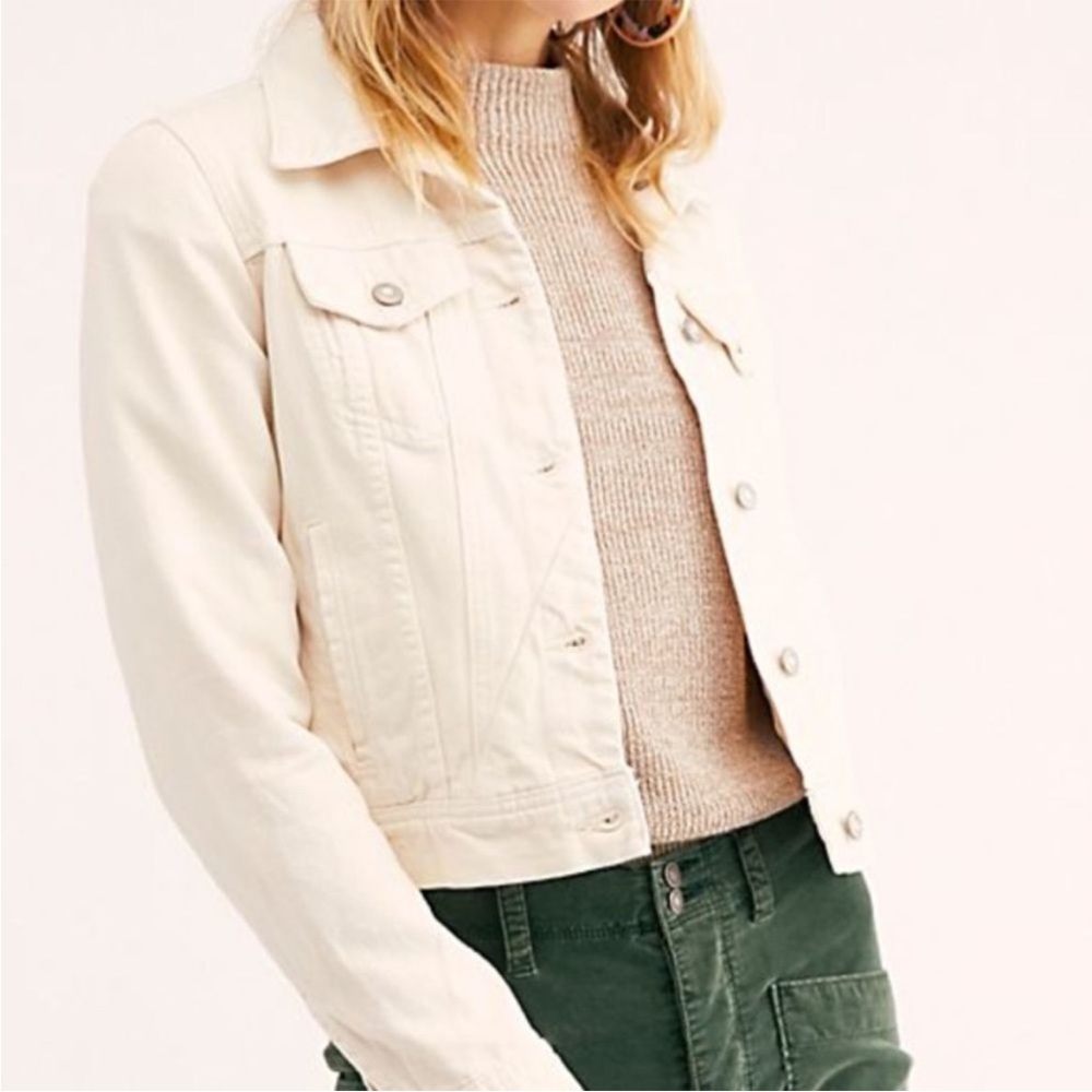Free People Rumors Denim Jacket medium ecru